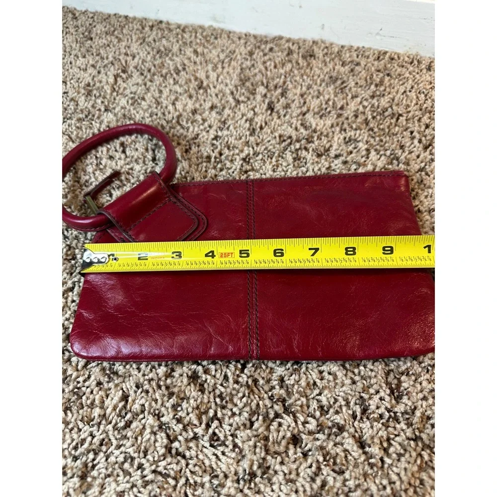 Hobo The Original Red Leather Wristlet Clutch Bag with Ring Handle
